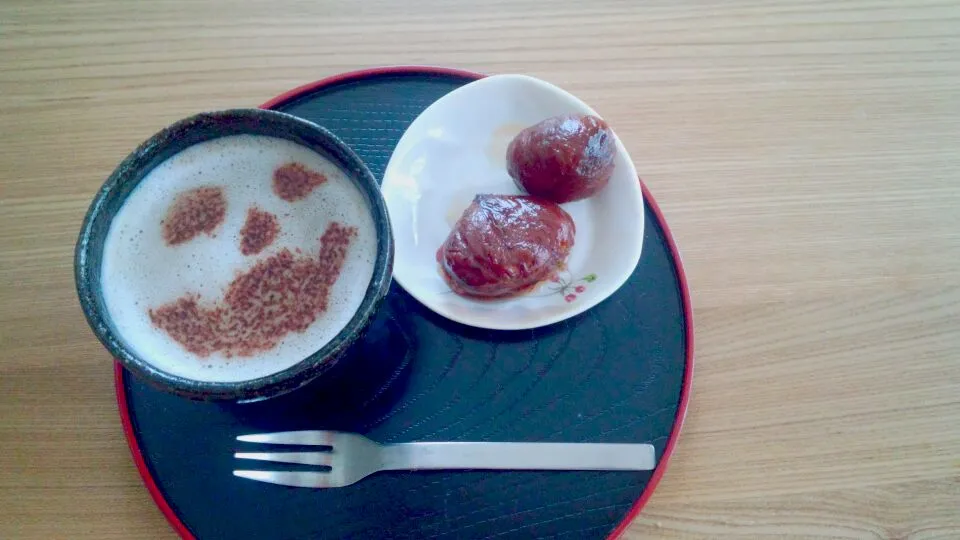 ジャックランタンのカフェラテと栗の渋皮煮|泉原さん
