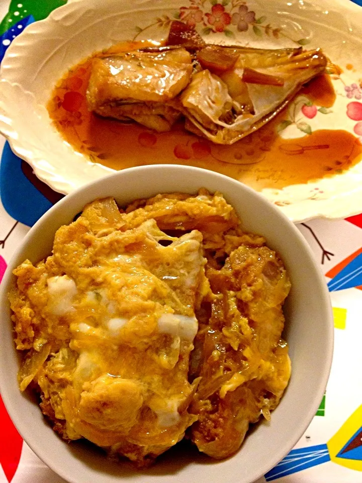 カツ丼とカワハギ煮付け|yukoさん