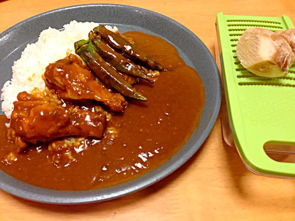 オリジナルカレー！ルーにハチミツを入れてあります。それと、しょうがをすってかけて食べます♬|中上崇さん