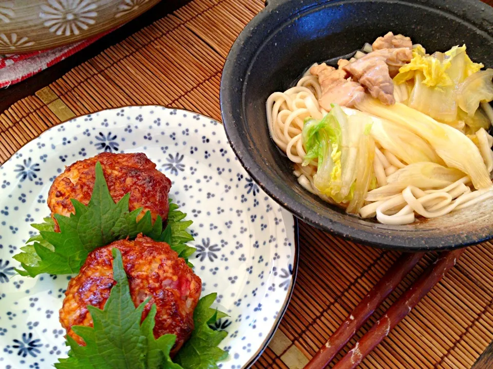 夏夏さんの味噌おにぎり、煮込みうどん|masakoさん