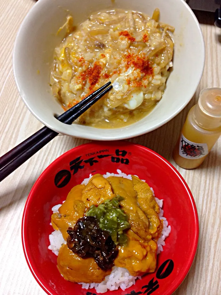 Snapdishの料理写真:みそ雑炊＆雲丹丼|伍龍やすさん