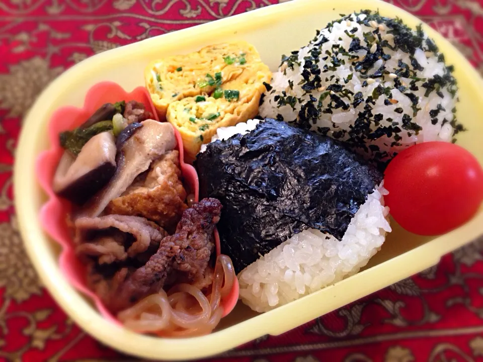 おむすびとすき焼き弁当|もえさん