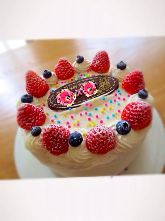 Snapdishの料理写真:長女の誕生日ケーキ 2|chihi3さん