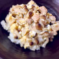 Snapdishの料理写真:きのこと鶏肉の塩麹丼|cakkaさん