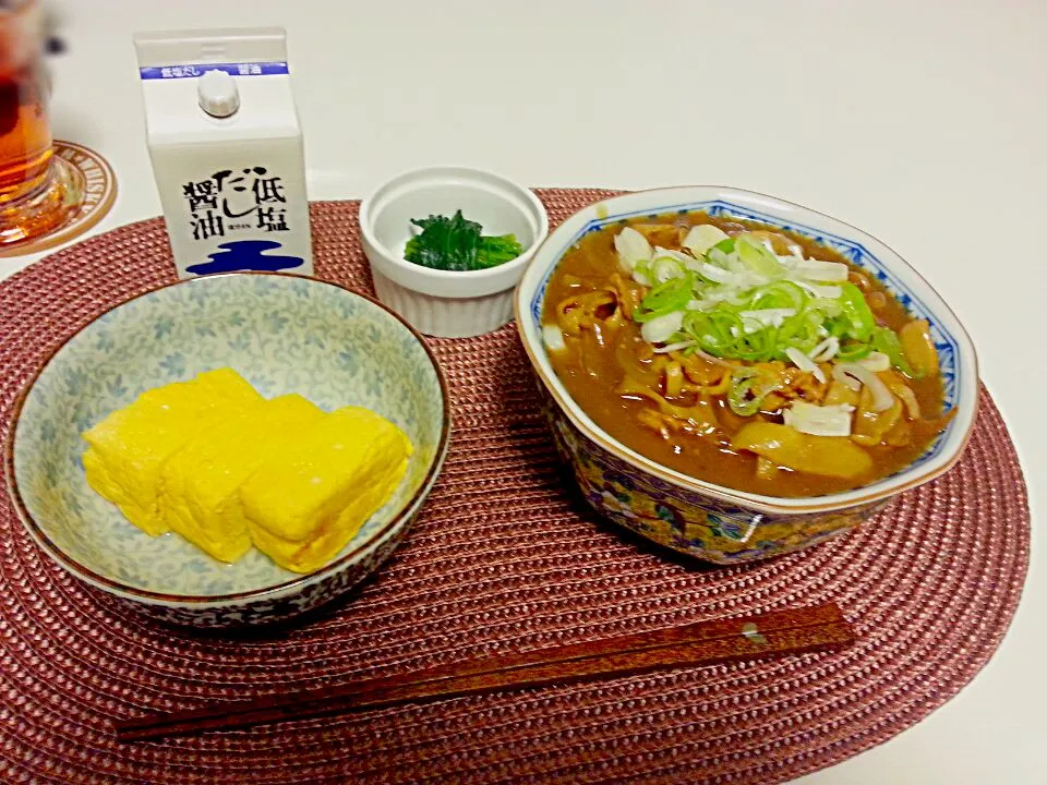 カレーうどん＊京風だし巻きとほうれん草のお浸し(^^)|MAAさん