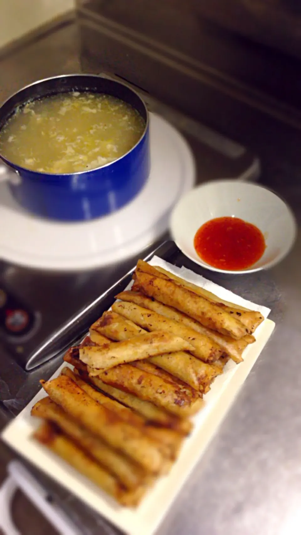 Spring rolls & egg soup|yumiさん