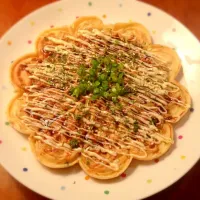 Snapdishの料理写真:Okonomiyaki made in a waffle maker!|Maylingさん