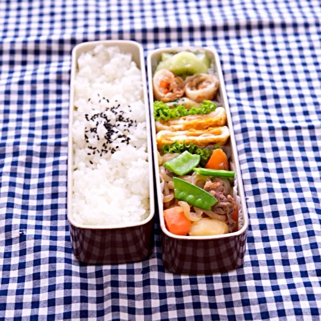 Snapdishの料理写真:2013/10/29Tue. 肉じゃが弁当|15lunchさん