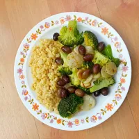 garlicky brocoli &turnips with Italian black olives and wheat|Luさん