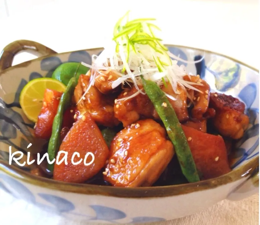 mikachiさんの料理 柿と鶏肉の照り焼き|黄な粉さん