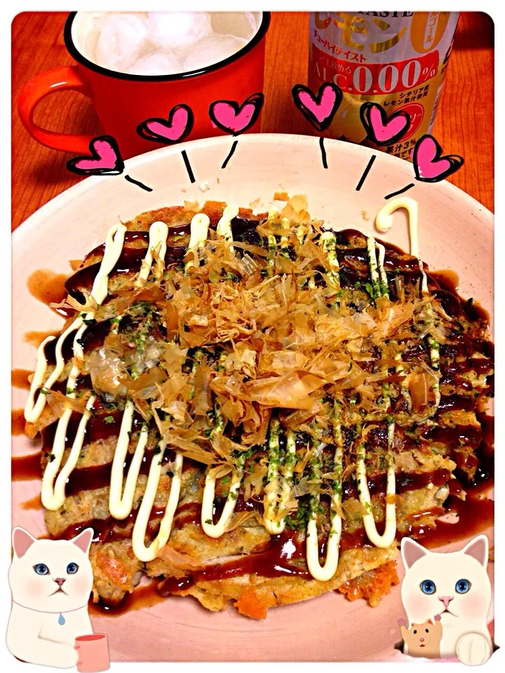 Snapdishの料理写真:チーズお好み焼きー！|華ちゃんさん