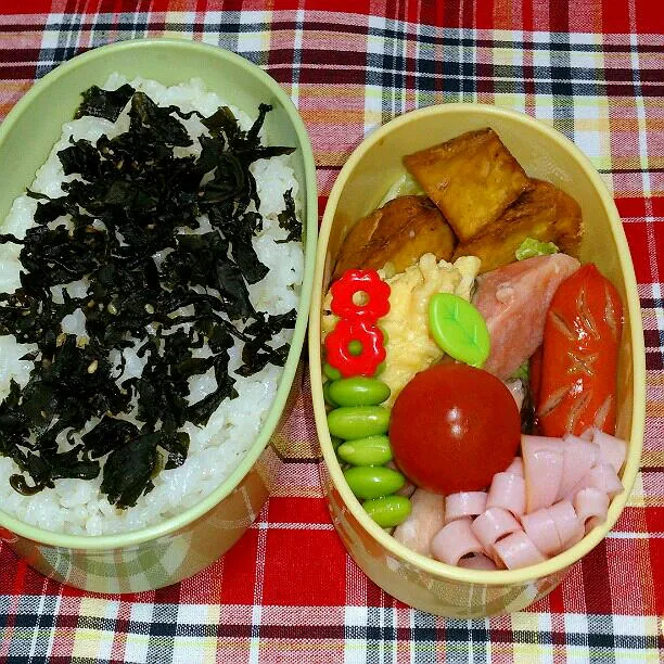 10/31(木)の旦那弁当
♪鮭塩焼
♪安納芋の揚げ煮
♪卵焼き
♪ウィンナ
♪ミニトマト
♪枝豆ピック
♪ハム|ふみぃさん