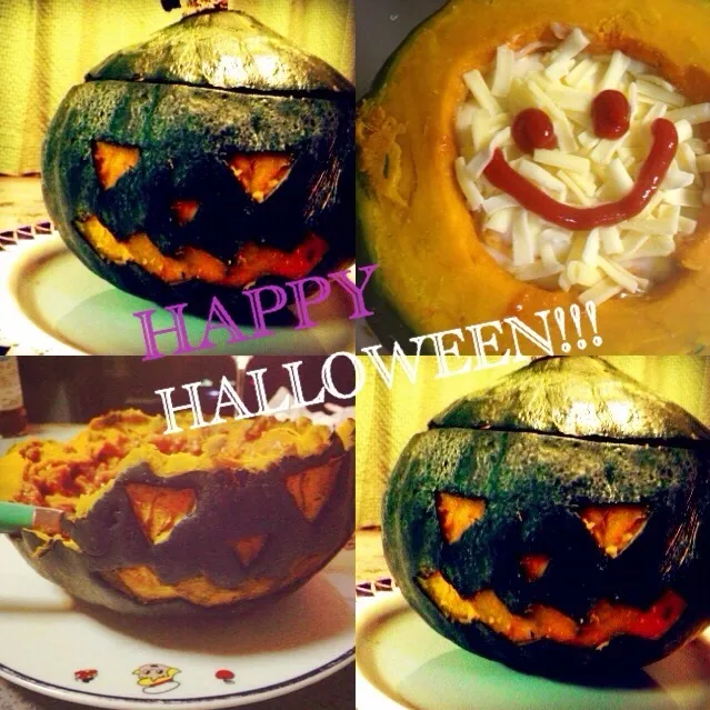 Snapdishの料理写真:かぼちゃの丸ごとグラタン🎃👻💗|moe;)さん