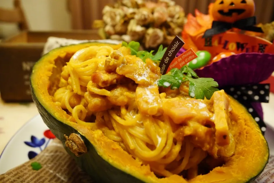 【 Happy Halloween 】かぼちゃとクリームチーズのパスタ|メイスイさん