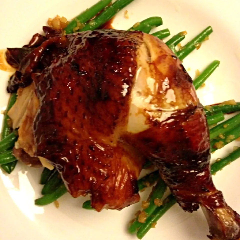 Sticky soy & ginger roast chicken with French beans|12Dragonさん