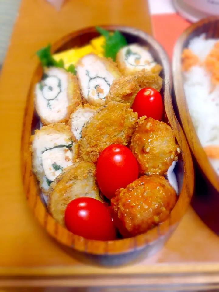 83日目(^^;; ささみ大葉巻のお弁当。|らぶかさん