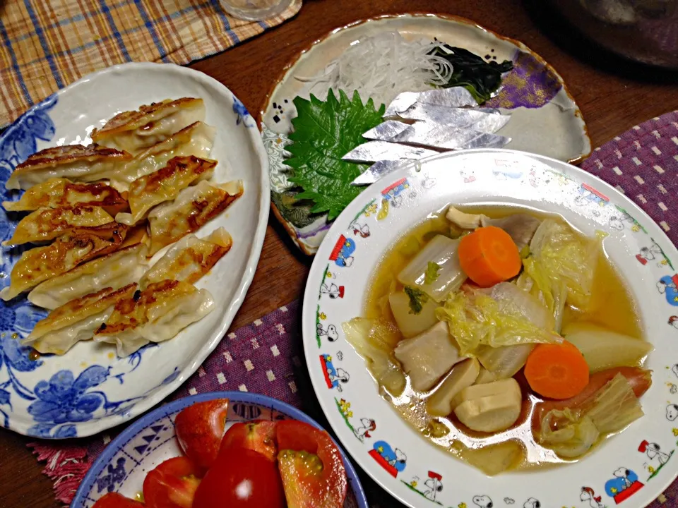 ウィンナーポトフ 餃子 太刀魚の刺身 トマト|掛谷節子さん