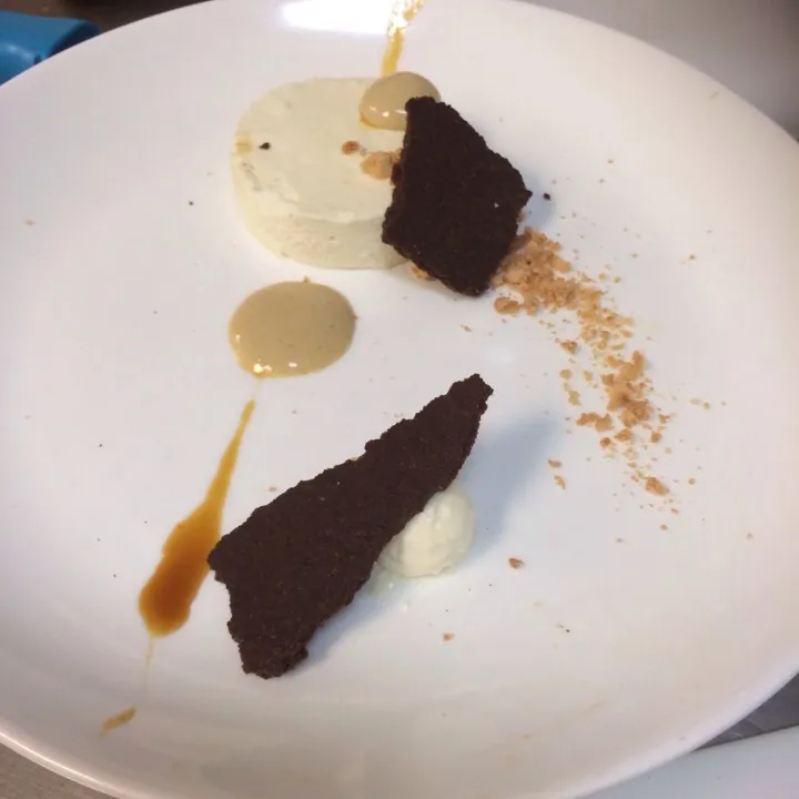 Snapdishの料理写真:Mascarpone semifreddo, amaretto crumble, khaluah angle, coffee caramel & cocoa sucree|evaさん