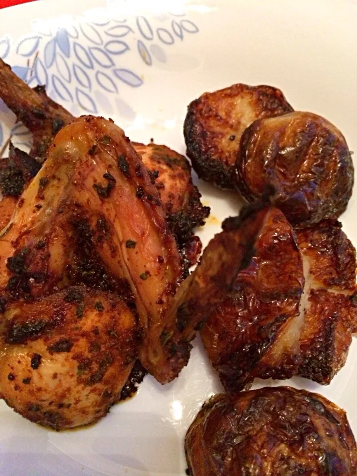 Chilli lime rubbed chicken wings and potatoes roasted in bacon fat and truffle olive oil|Ong Sor Fernさん