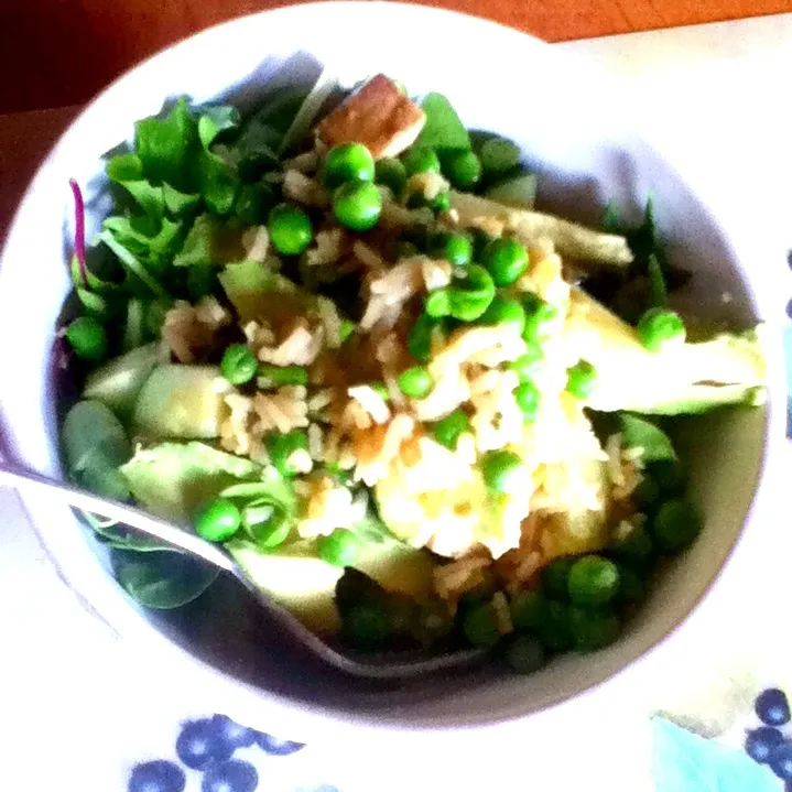 Salad: lettuce, cucumber, peas, rice|Sai linさん