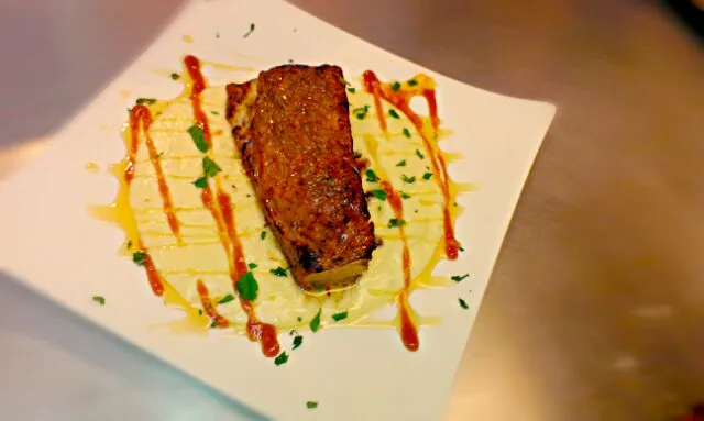 Bruled Pork Belly with St. Angel Brie Cauliflower Mash with Orange Marmalade and Fireball Gastrique|Patrick fennさん