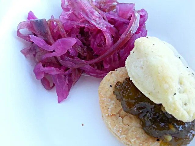 Snapdishの料理写真:Peppered Biscuit with Jalepeno Jelly and Sweet Red Cabbage|Dustin Stairさん