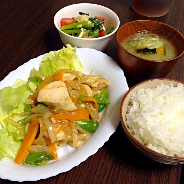 鶏と野菜の中華風炒めの晩ご飯|mikaさん