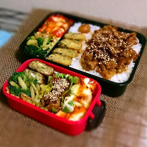 Snapdishの料理写真:本日のお弁当〜ヽ(´▽｀)/ 彼氏＆母♡|Ryo-koさん