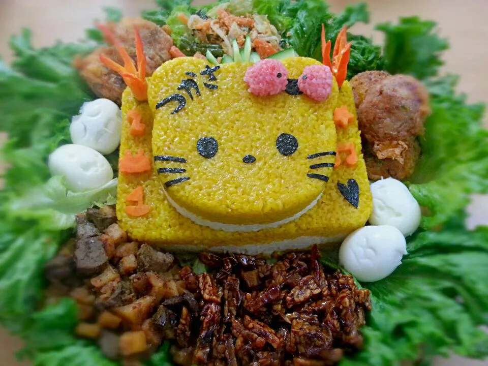 Yellow n White Rice. my very first Kitty Chan #Tumpeng|まりあ♡さん