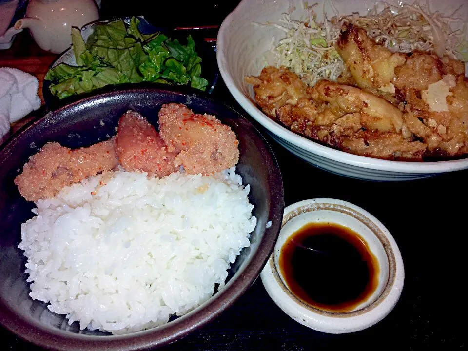 鳥天と明太子ご飯|佐藤さん