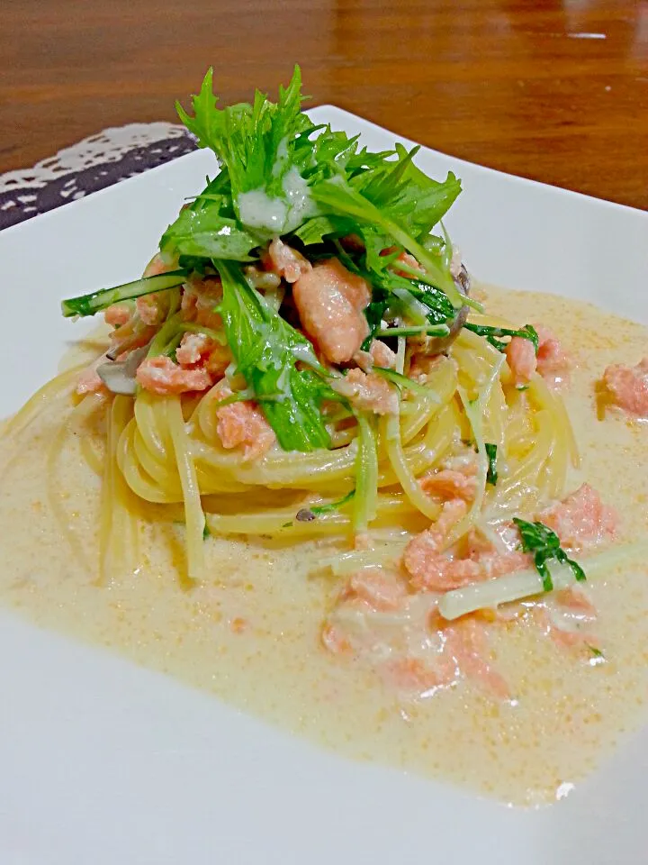 サーモンのクリームパスタ|キンリサさん