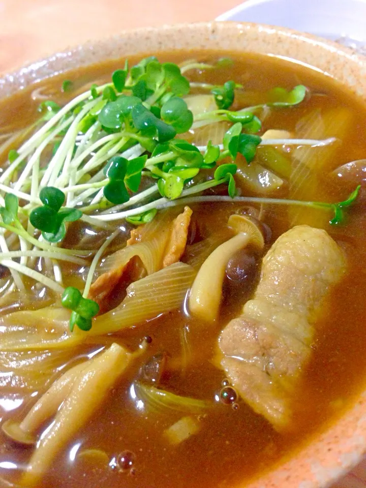 がぁがさんの料理 ( ꒪□꒪)‼決壊寸前🍛カレー蕎麦|machikoさん