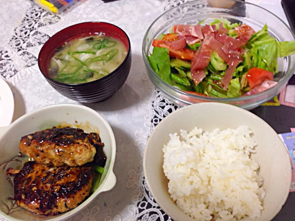 野菜たっぷりハンバーグの晩ご飯|やすさん