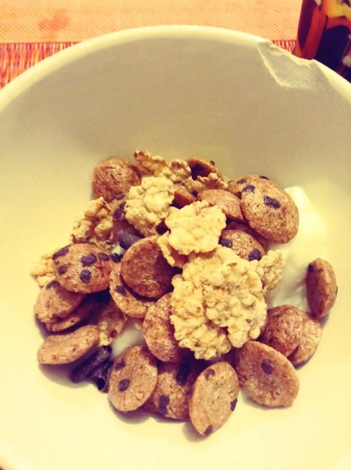 Yogourt & Cookie crips and other cereal for breakfast.|Joannaさん