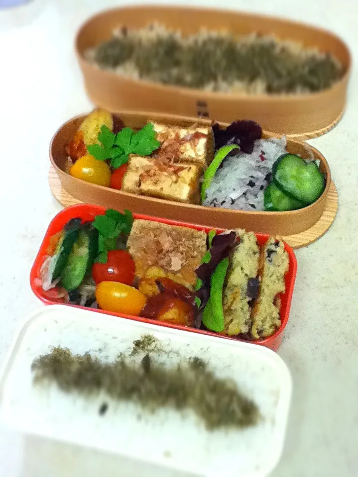 Today's lunch box. 最近二キロ太った母はマクロビ弁当。席替えでコピー機まで歩かなくなったのも関係あるかなあ。|hoppycowさん