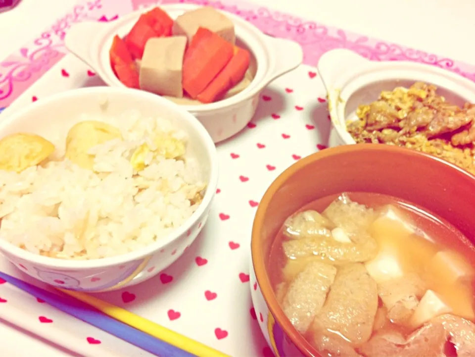 栗ごはんと高野豆腐の煮物☆|みなみぽん☆さん