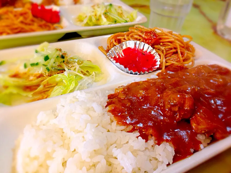 Cランチ☆チキンカレー・サラダ・スパゲッティ|がぁがさん