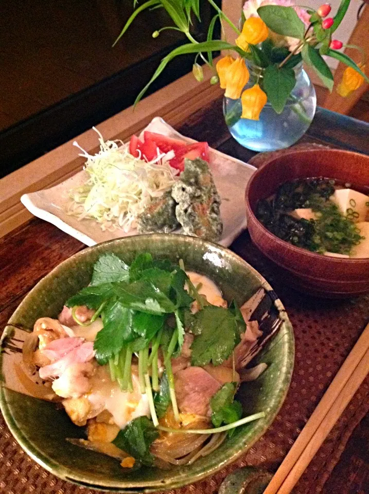 親子丼  ちくわの磯辺揚げ|izunさん