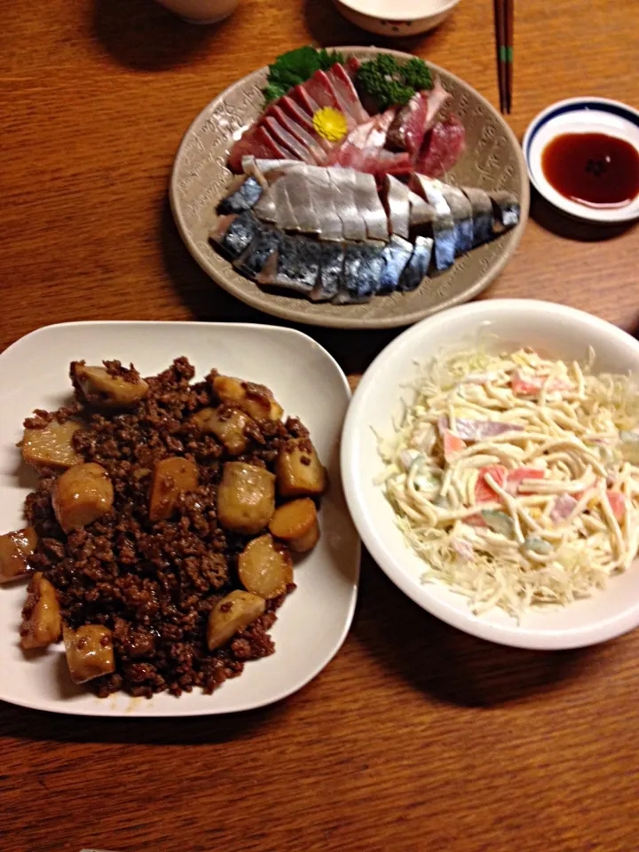 ★ひき肉と里芋の甘辛煮★惣菜サラダ★おつくり|三宅 里美さん