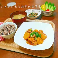 じゃがいもとお肉の甘辛煮|えりなさん