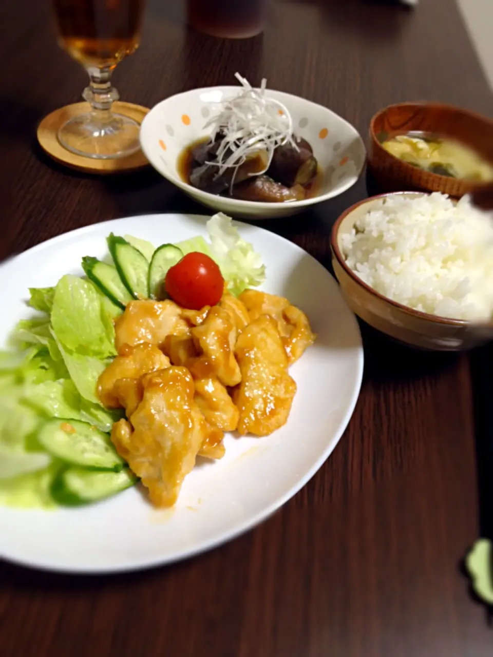 鶏の味噌マヨ照り焼きの晩ご飯|mikaさん