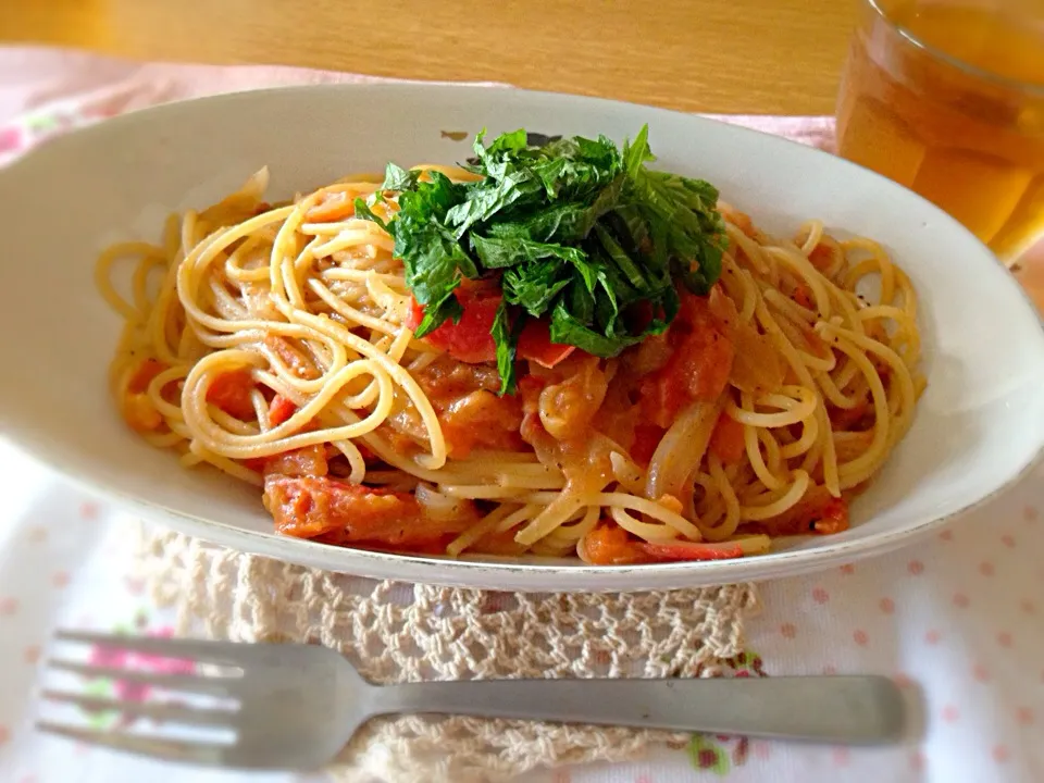 トマトとニンニクのパスタ|モモさん