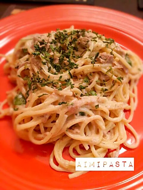 cream pasta with tuna n basil ☆ツナとバジルのクリームパスタ|aimipastaさん