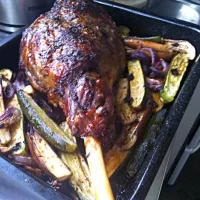 Snapdishの料理写真:Greek Lamb Leg Roasted with Zucchini and Eggplant|Cora Russell-Murphyさん