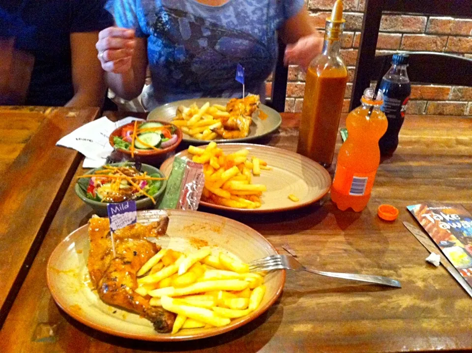 Nando's Mild Roasted Chicken with large side order of thick cut chips & salad.|@projecthoneypotさん