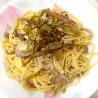 Snapdishの料理写真:豚肉ときのこのバター醤油パスタ|ひ かさん