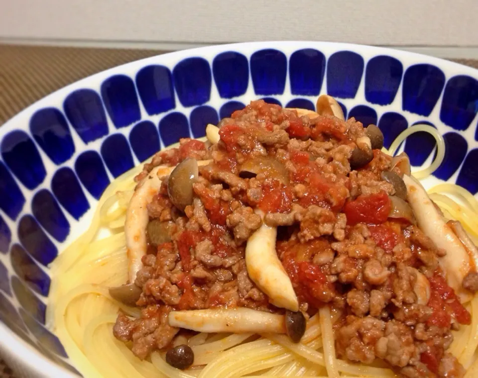 しめじのミートソーススパゲッティ|あつんさん