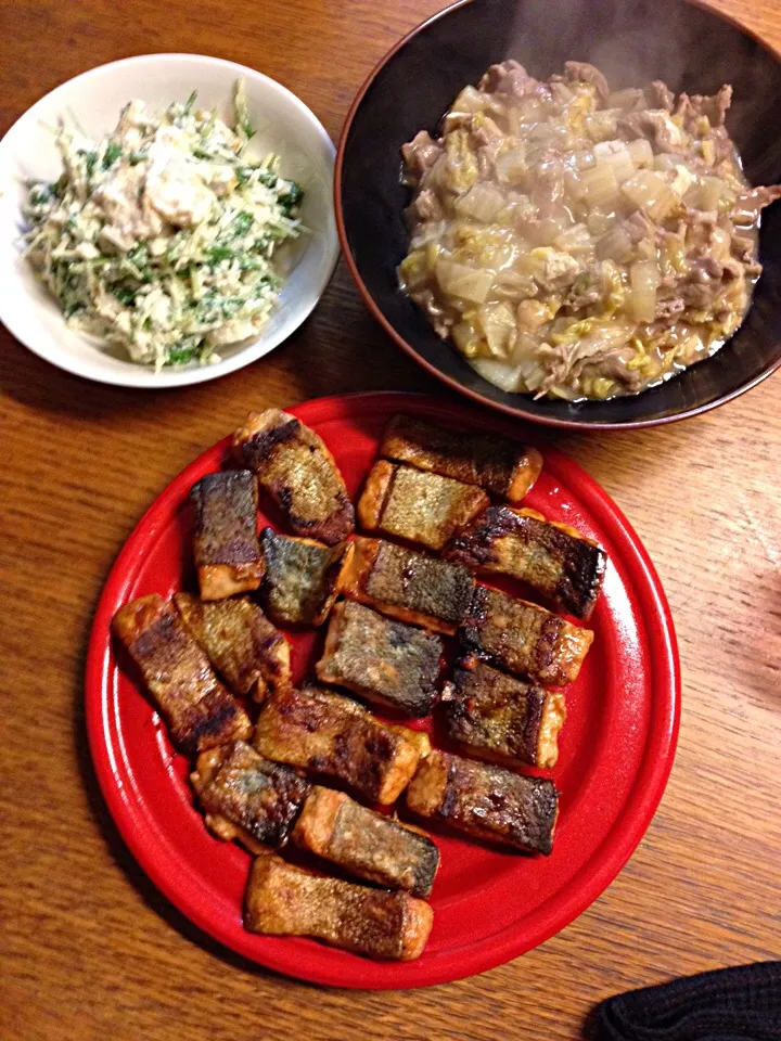 ★白菜と牛肉の炊いたん★秋シャケのニンニク醤油炒め★水菜の白和え|三宅 里美さん