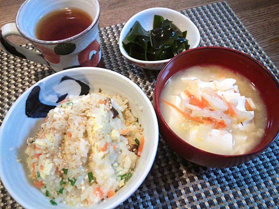 おじやとトロ豆腐味噌汁ぅ|なぎママさん