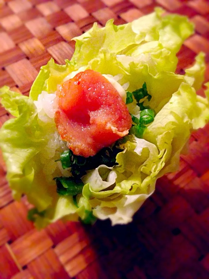 Lettuce･Rice･cod roe🌸残さずぱくっ😋|🌈Ami🍻さん